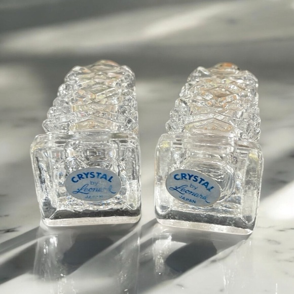 Vintage Leonard Cut Glass Salt and Pepper Shakers - Picture 2 of 7